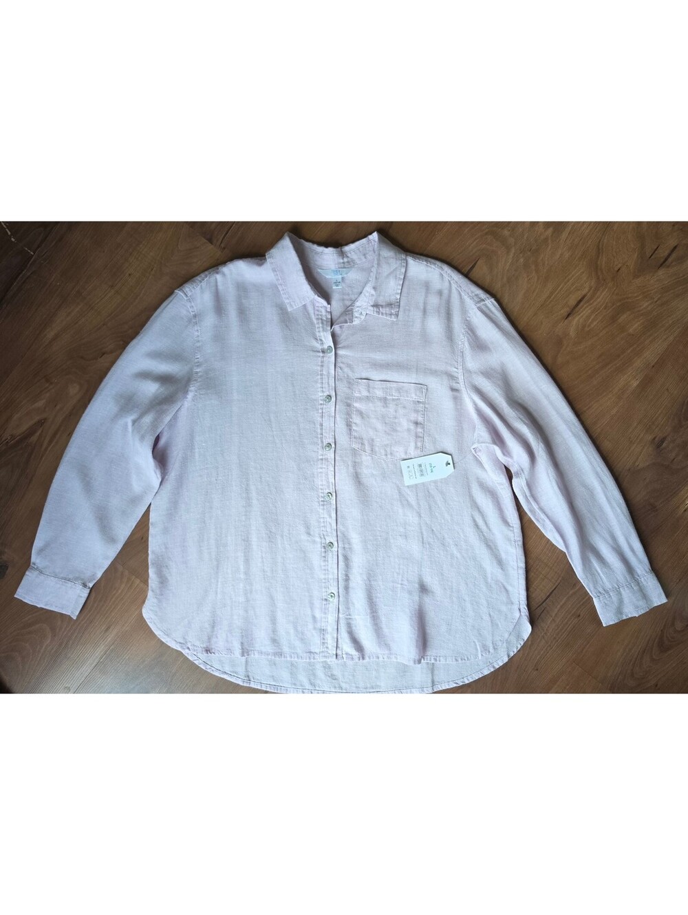 NWT Time and Tru Lilac Linen Blend Button Down Shirt Women's Size Large, 297